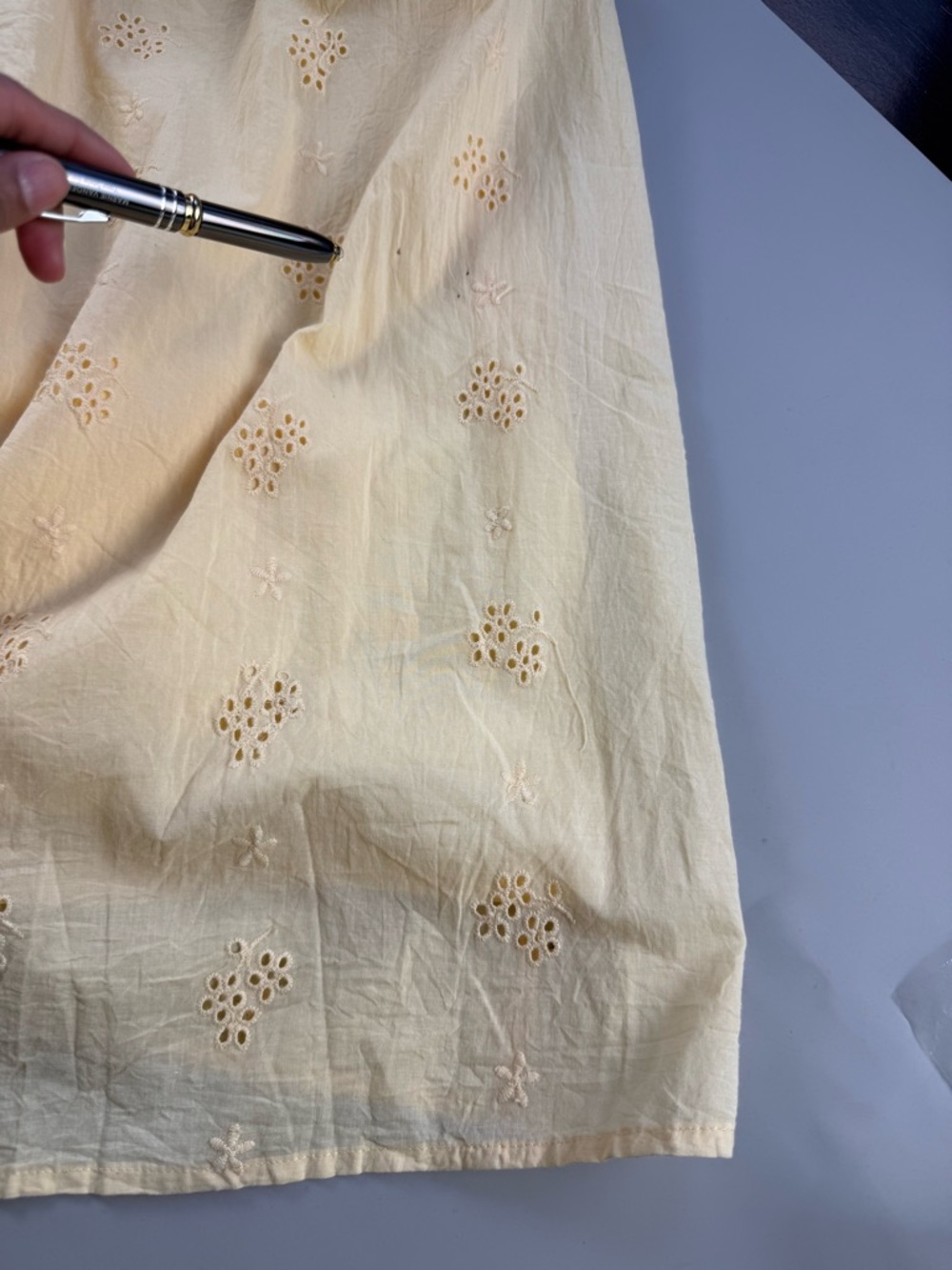 Sim & Sam Eyelet Babydoll Midi Dress Butter Yellow XL Cottagecore Boho - Picture 8 of 9